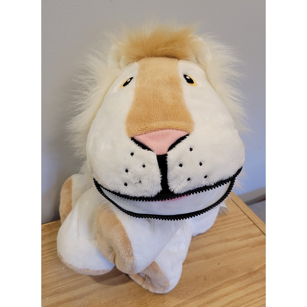 Stuffies Champ the Lion Plush Stuffed Animal with 7 Secret Pockets 20 inch Cream